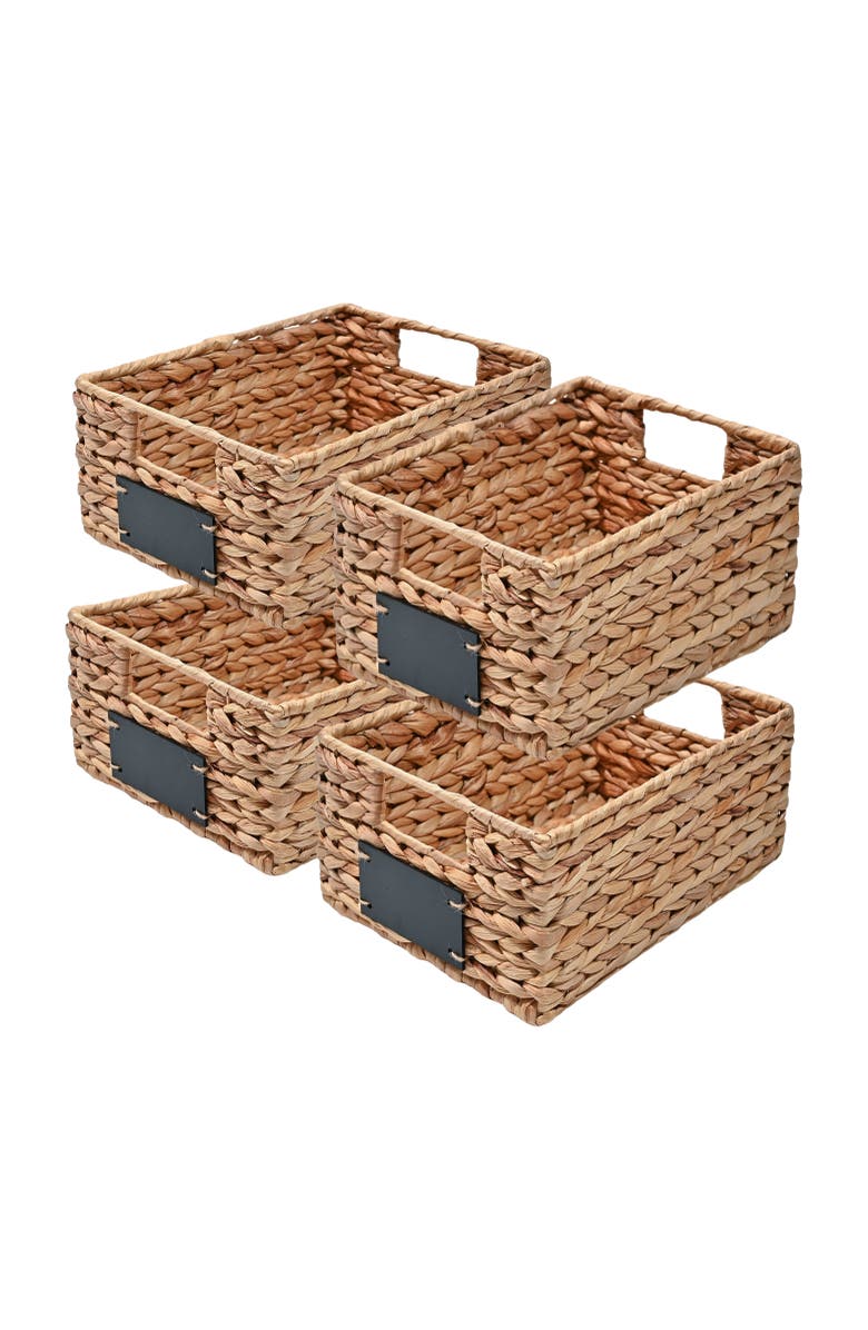 HAPPIMESS Lane Classic Farmhouse Handwoven Hyacinth Pantry Baskets with Chalkboard Labels and Handles,, Alternate, color, 