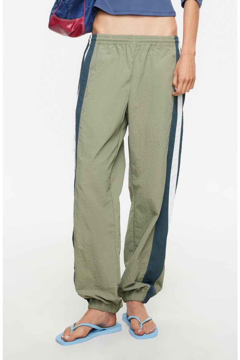 Aniston Striped Nylon Pants, Main, color, KHAKI