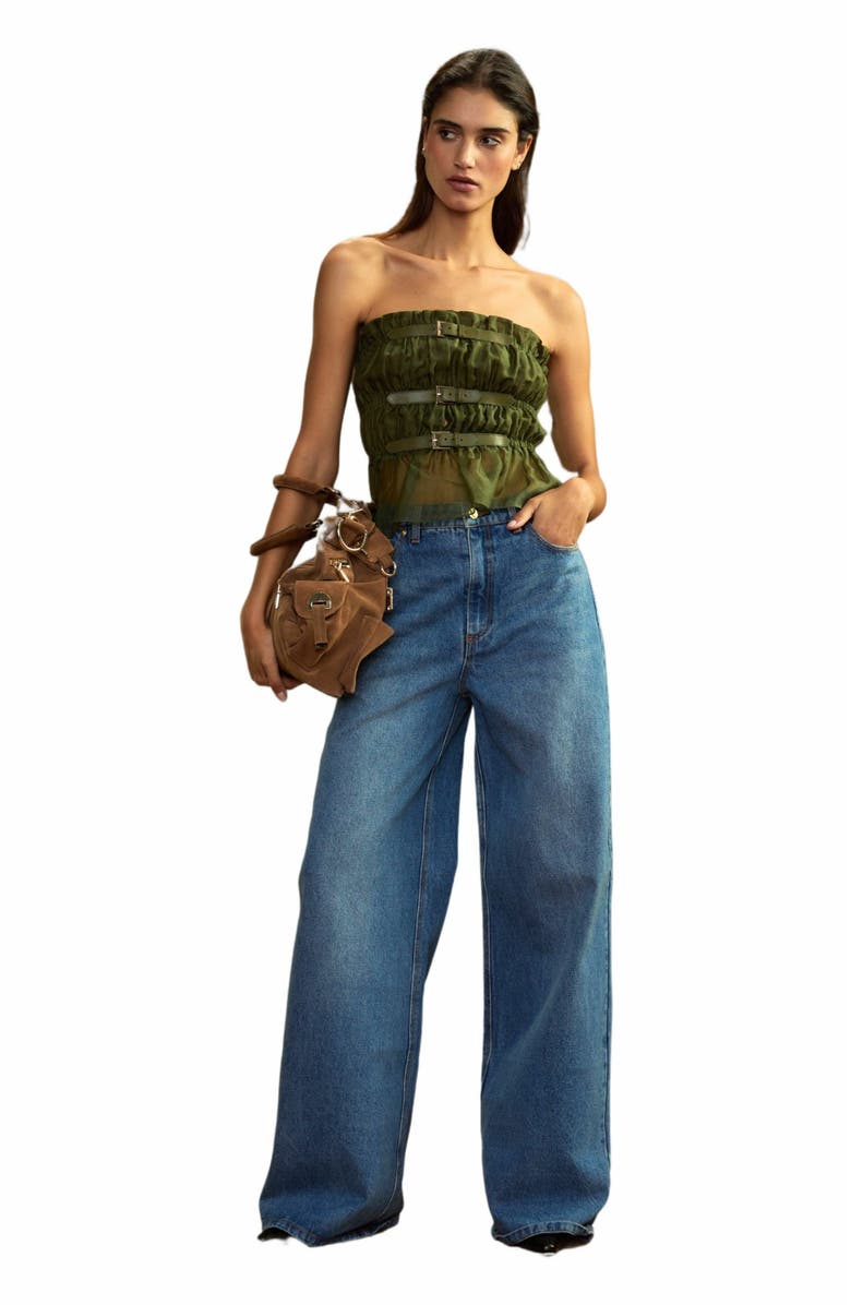 Cynthia Rowley Buckle Up Silk Organza Top, Main, color, 