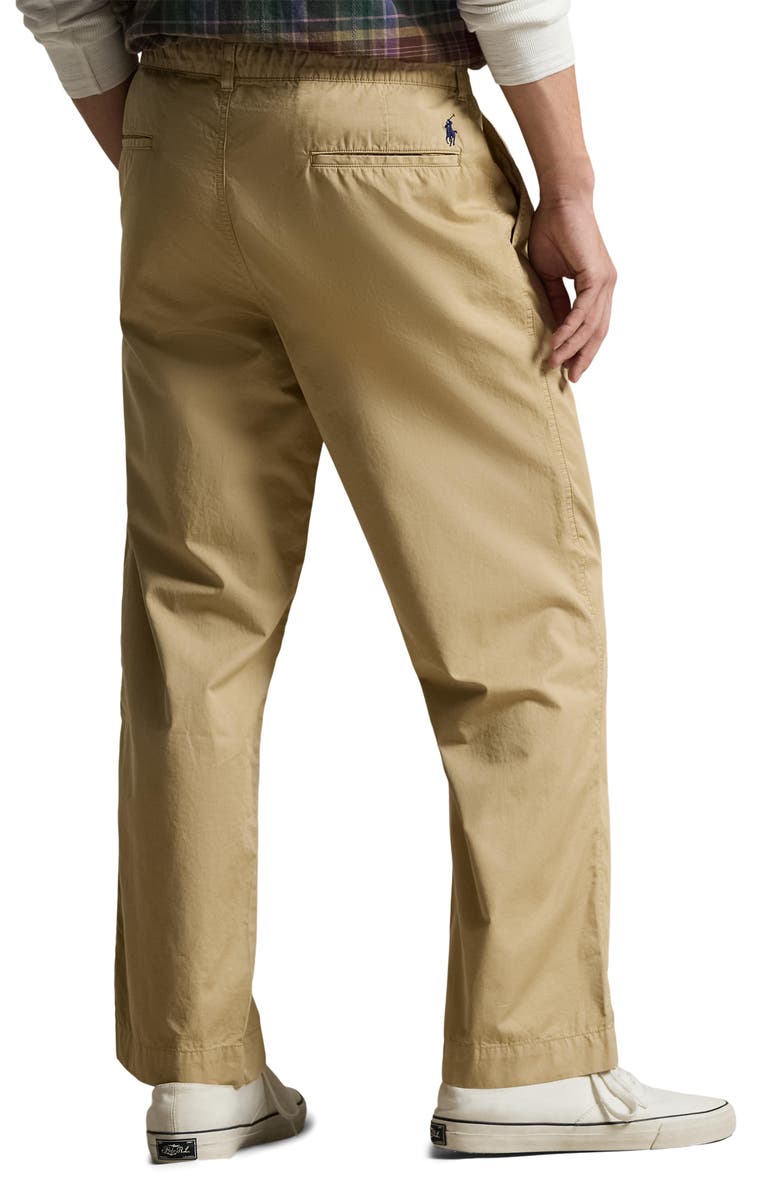 Polo Ralph Lauren Prepster Pleated Cotton Twill Easy Drawstring Pants, Alternate, color, Coastal Beige