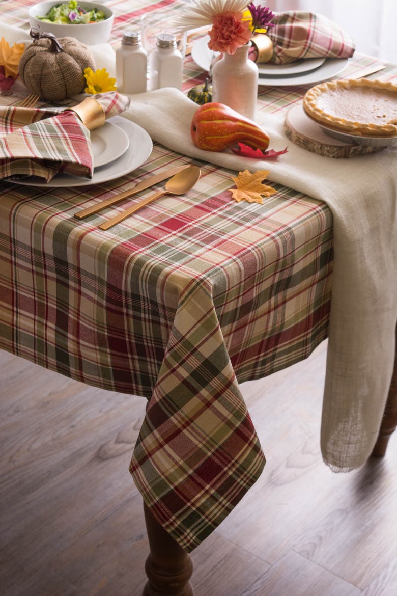 Give Thanks Plaid Tablecloth 70 Round, Alternate, color, Give Thanks