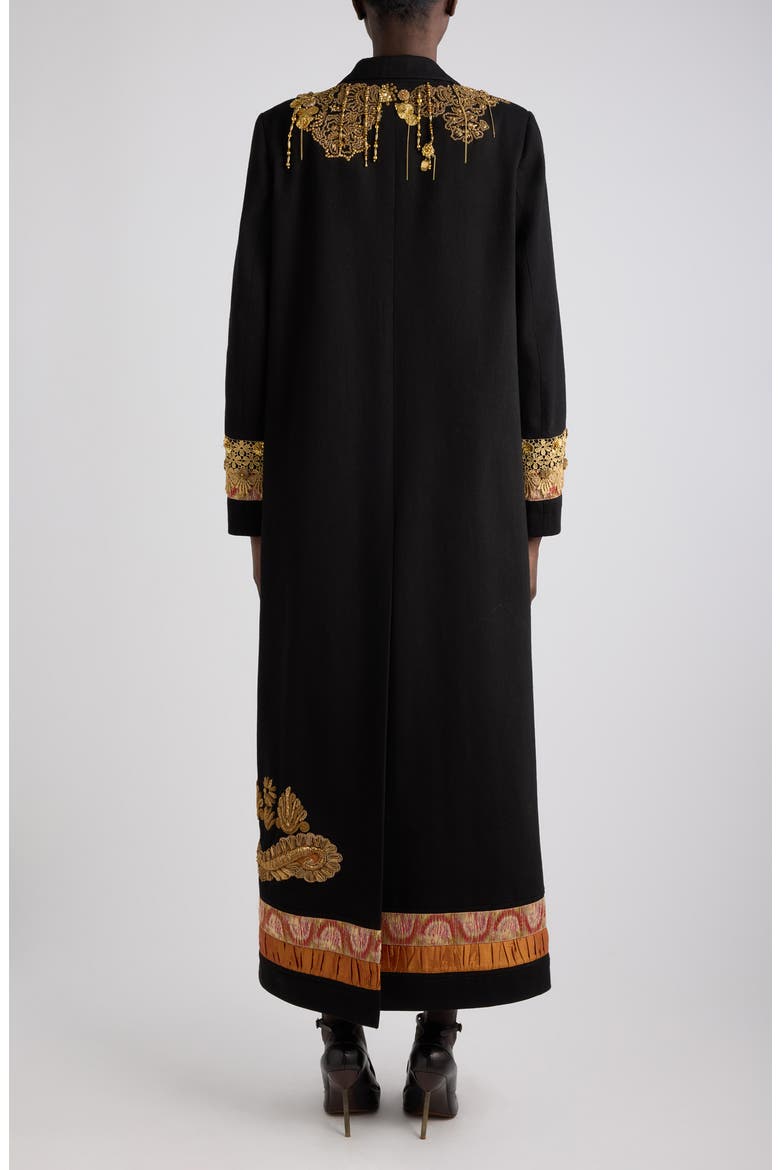 Richy Embellished Cotton Twill Coat, Alternate, color, BLACK