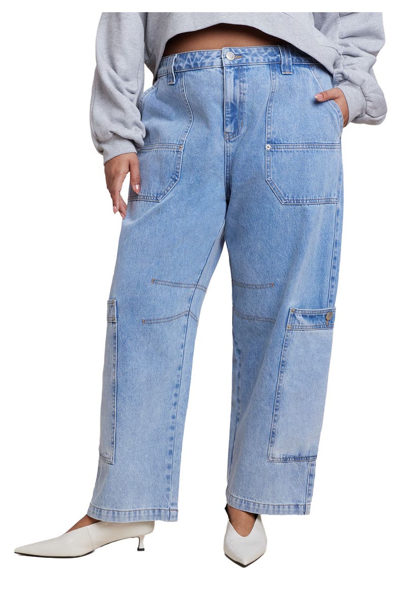 Low Rise Pocket Detail Loose Jean, Main, color, LIGHT WASH