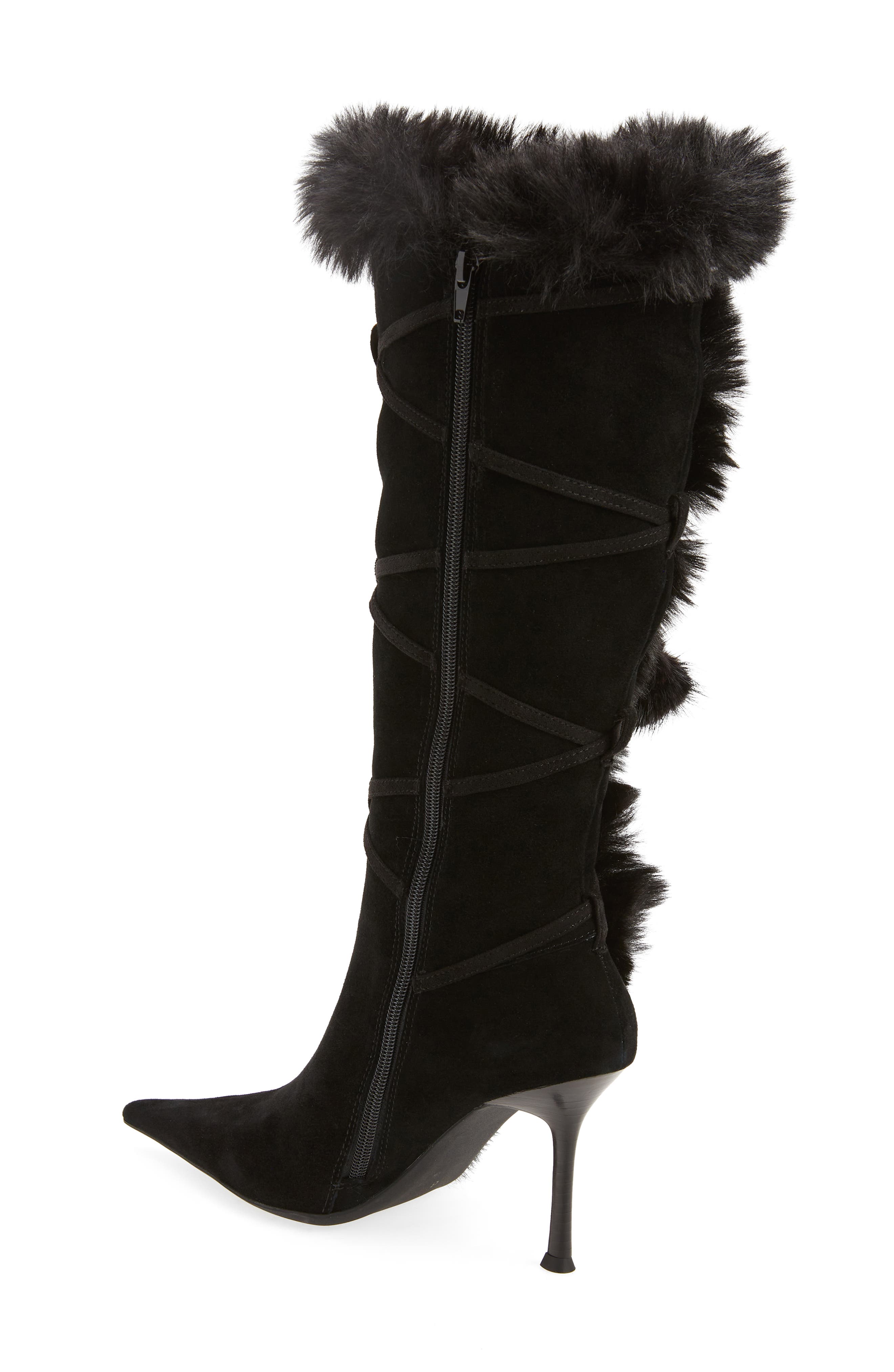 Jeffrey Campbell Fluffmeknot Pointed Toe Boot, Alternate, color, 