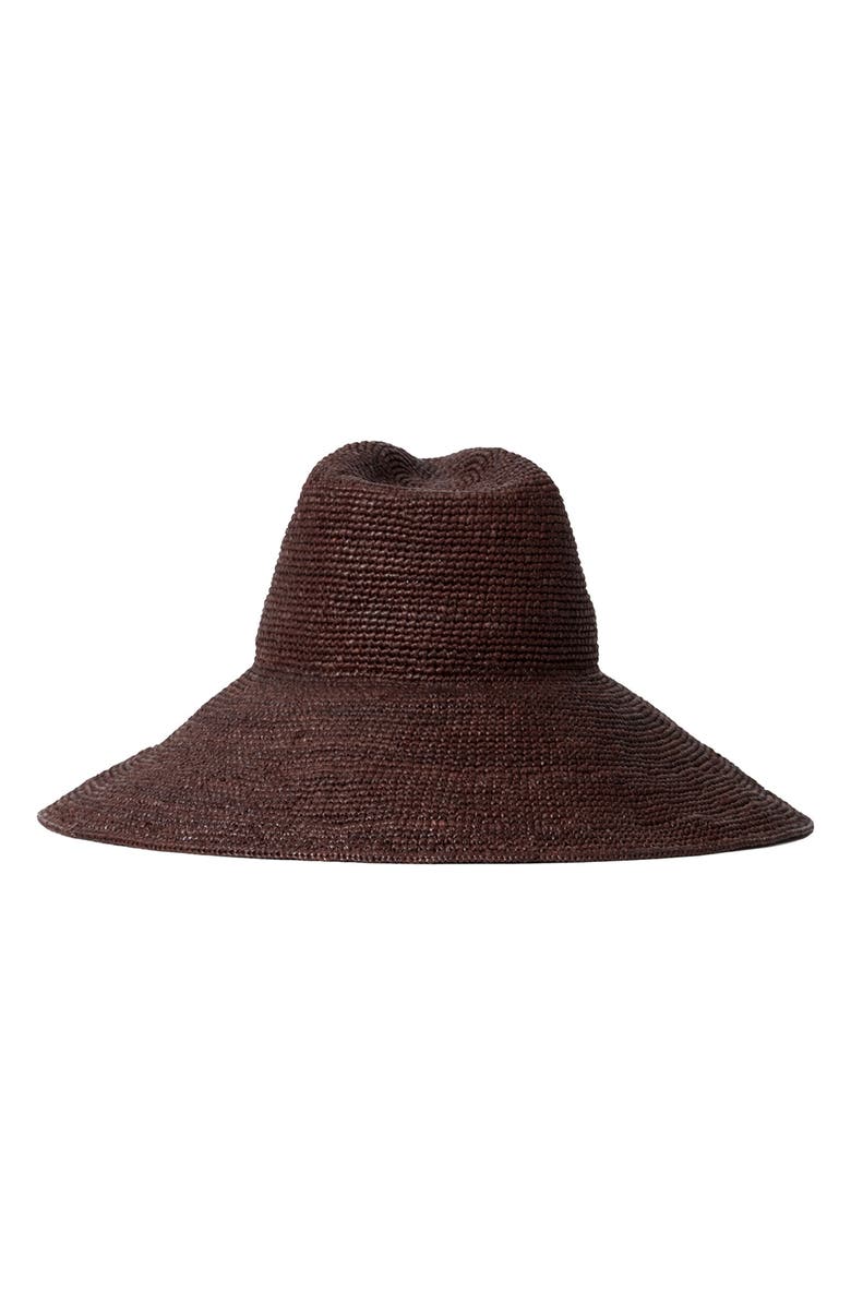 Janessa Leoné Waverly Wide Brim Packable Straw Hat, Alternate, color, Chocolate