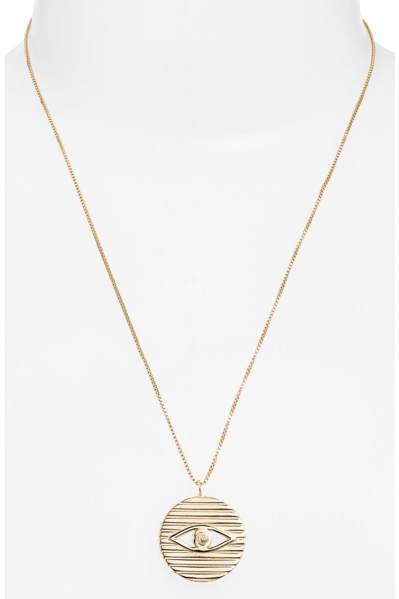 Stassi Diamond Evil Eye Pendant Necklace, Alternate, color, YELLOW GOLD