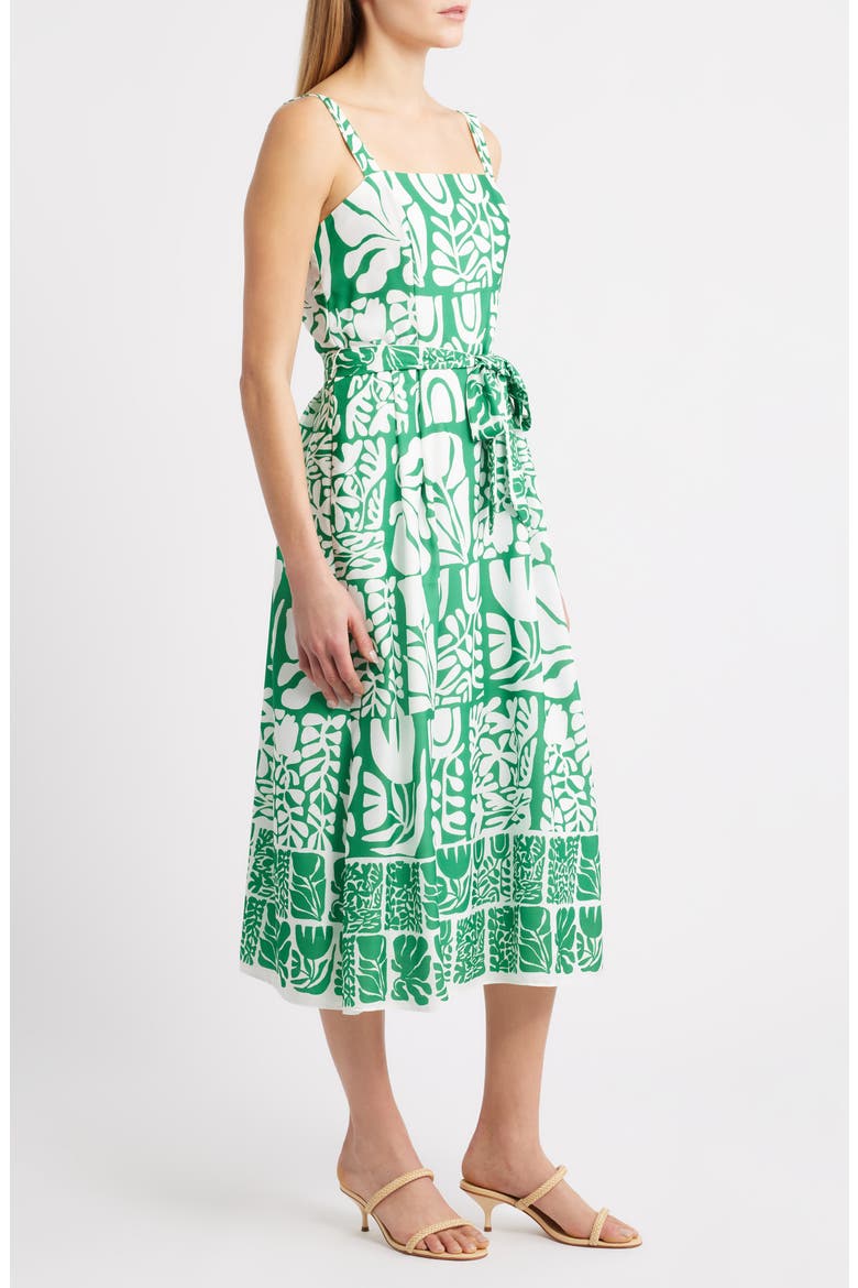 Mixed Print Dress, Alternate, color, GREEN WHITE