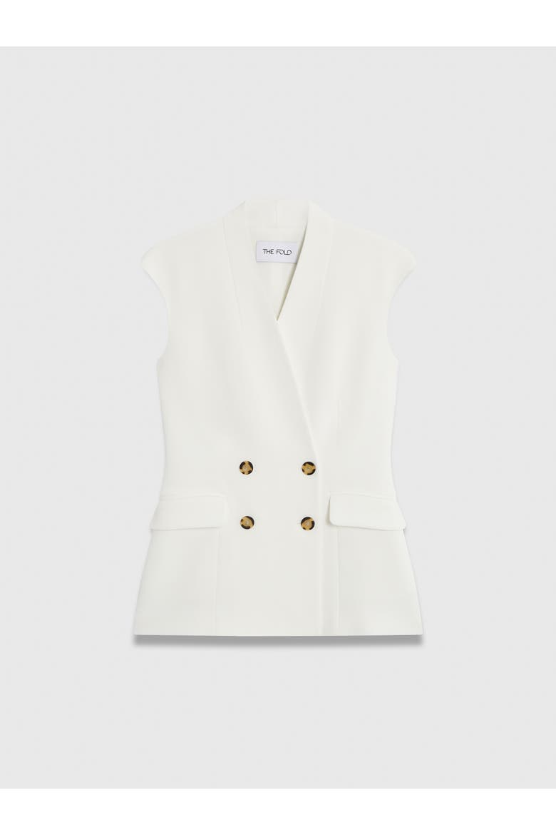 Double-Breasted Sleeveless Waistcoat, Alternate, color, White
