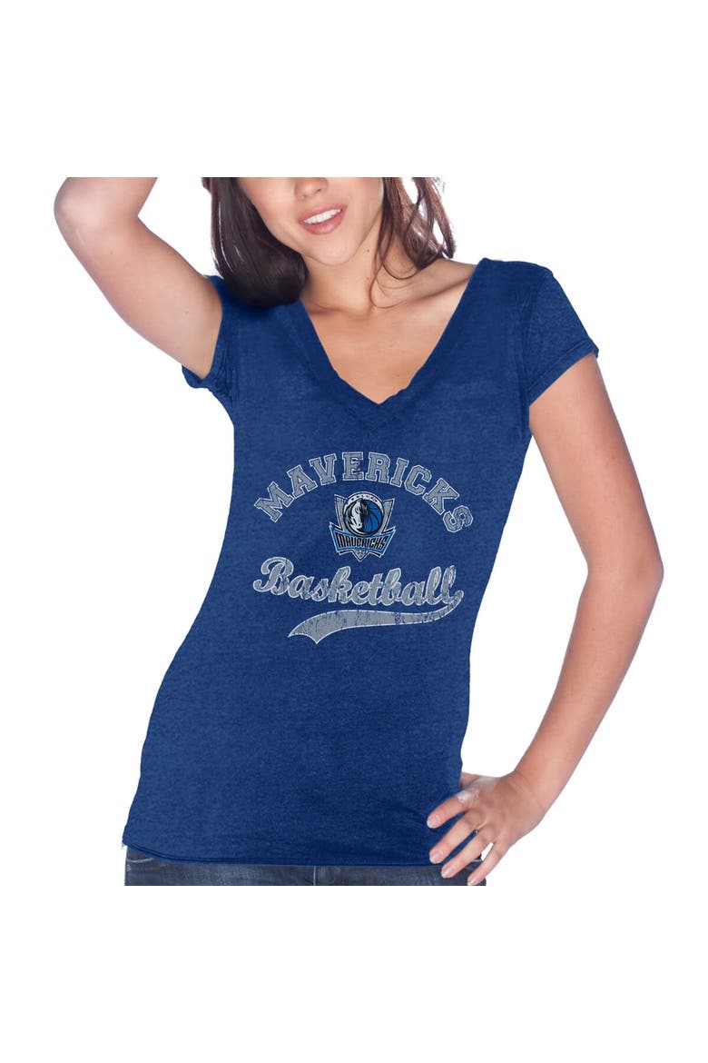 Women's Majestic Threads Dirk Nowitzki Blue Dallas Mavericks Name & Number Tri-Blend T-Shirt, Alternate, color, Blue
