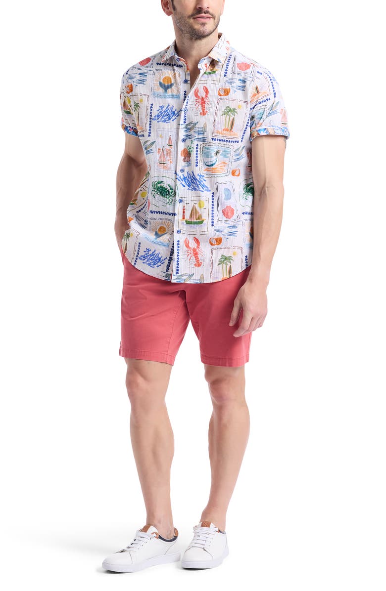Robert Graham Isla Vista Short Sleeve Seersucker Button-Up Shirt, Alternate, color, 