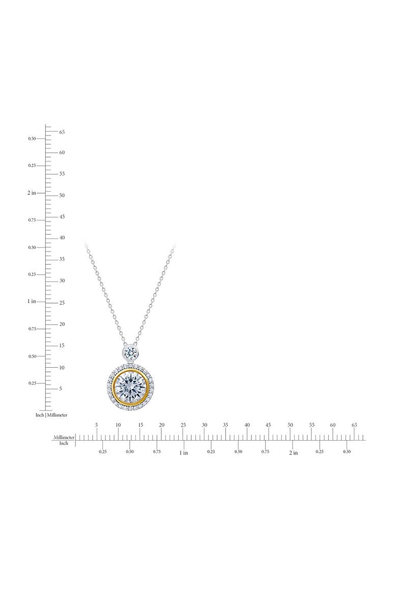 Two-Tone Halo Pendant Necklace, Alternate, color, PURE PLATINUM/ CLEAR STONE