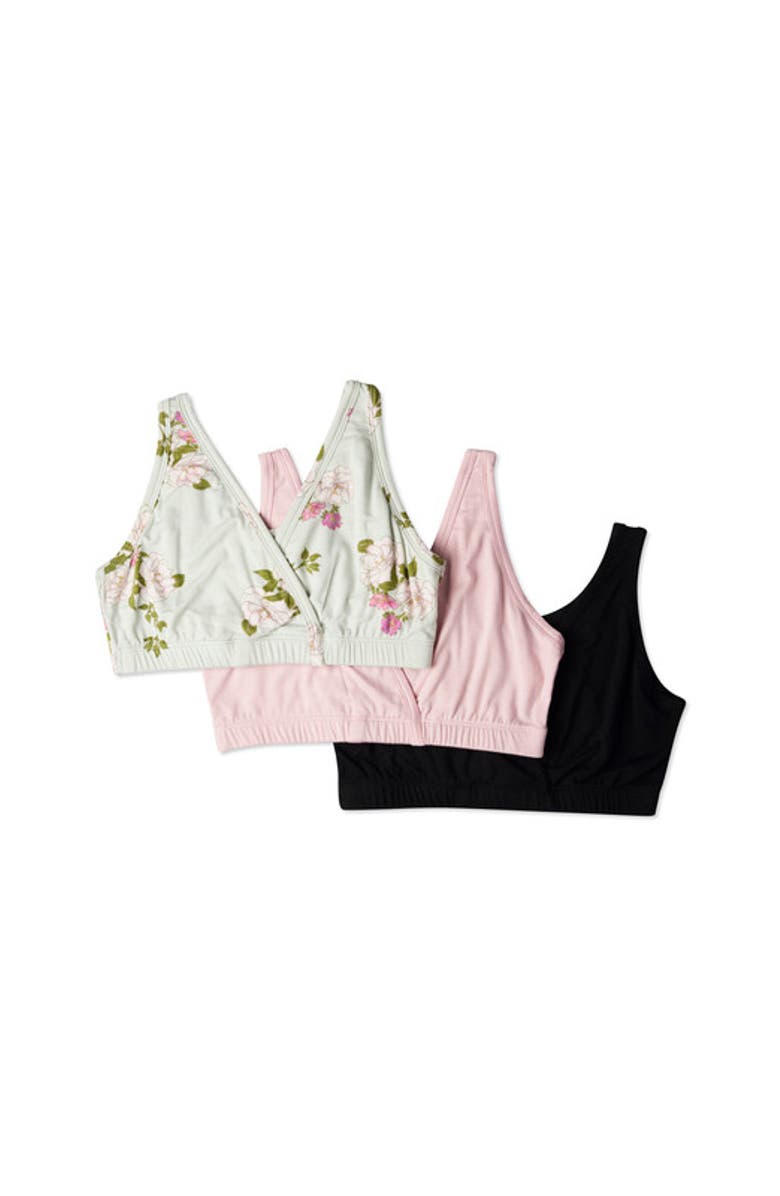 Everly Grey Paisley During & After 3-Piece Maternity/Nursing Sleep Bras, Main, color, Peony