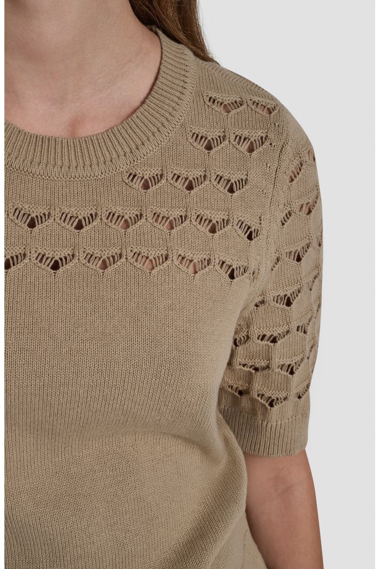 Pointelle Yoke Sweater, Alternate, color, TRAVERTINE