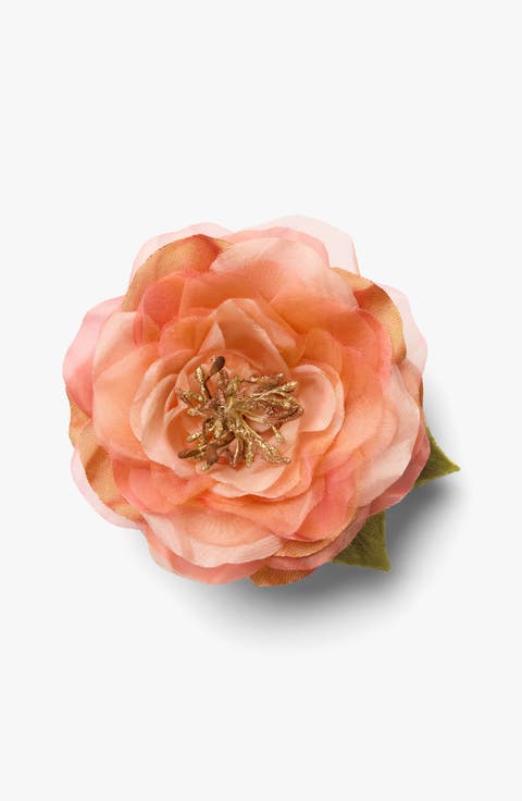 The Peach Open Rose Floral Brooch