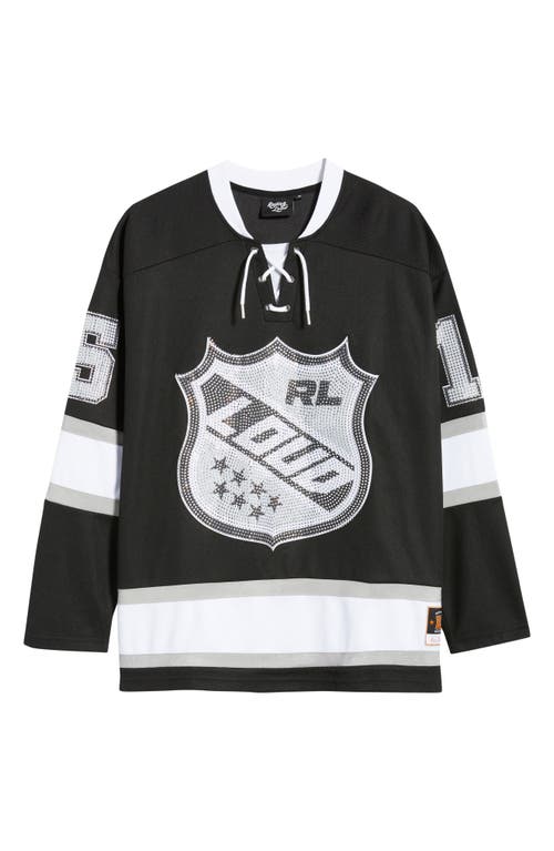 Rolling Loud Team Loud Rhinestone Hockey Jersey In Black