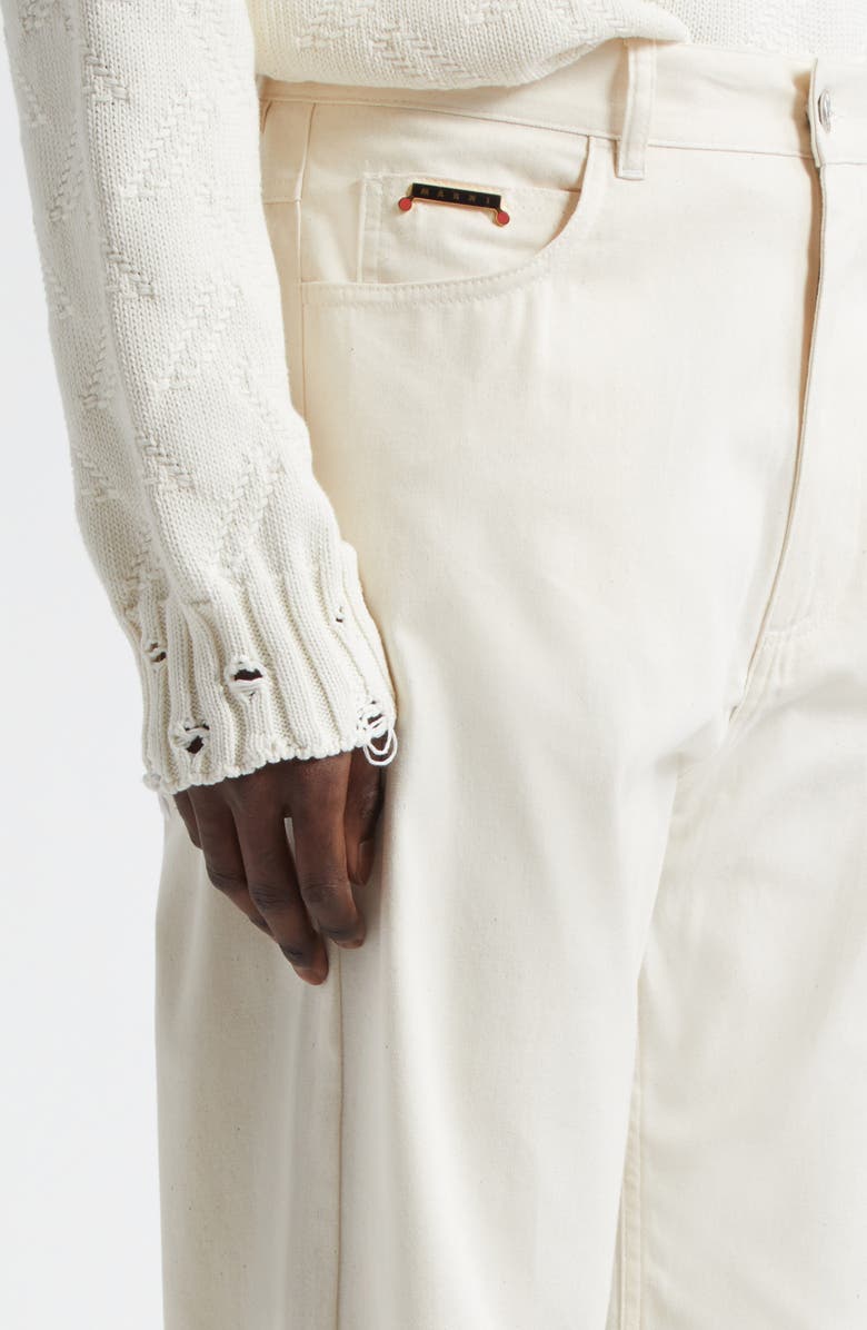 Marni Trunkaroo Plaque Wide Leg Jeans, Alternate, color, 00W08 Bone