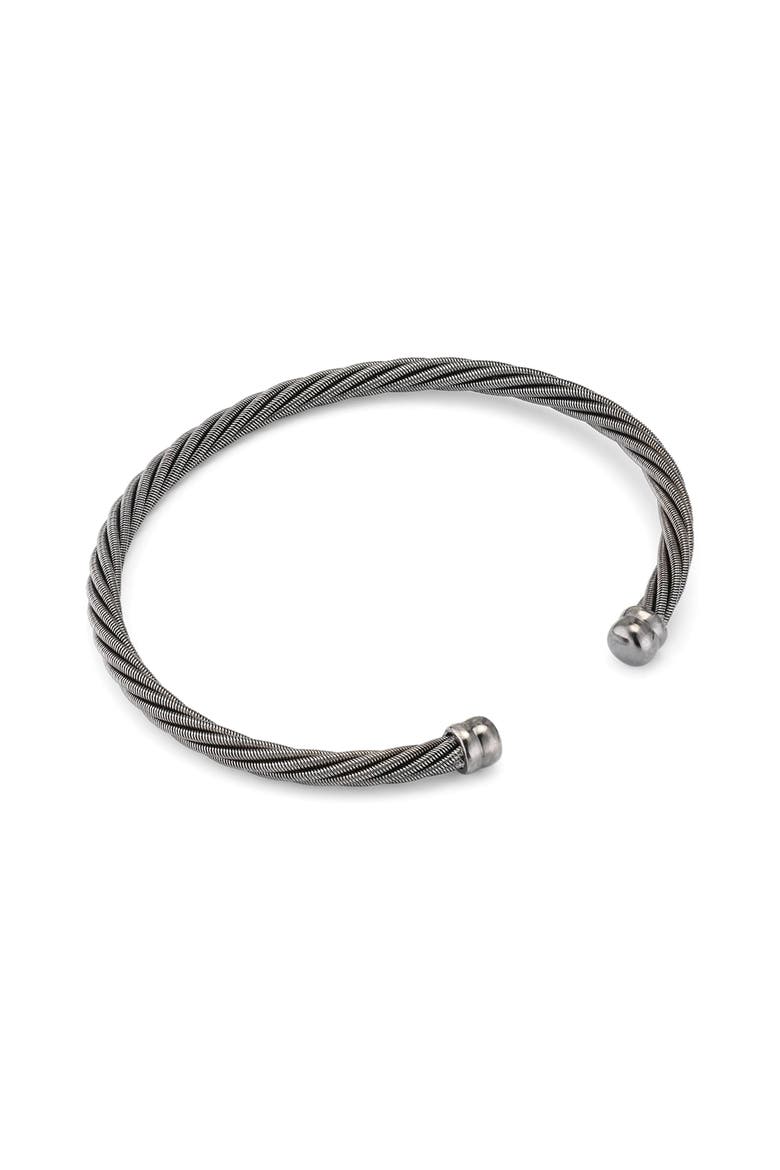 Adjustable Stainless Steel Twisted Cable Cuff Bracelet, Main, color, Gunmetal