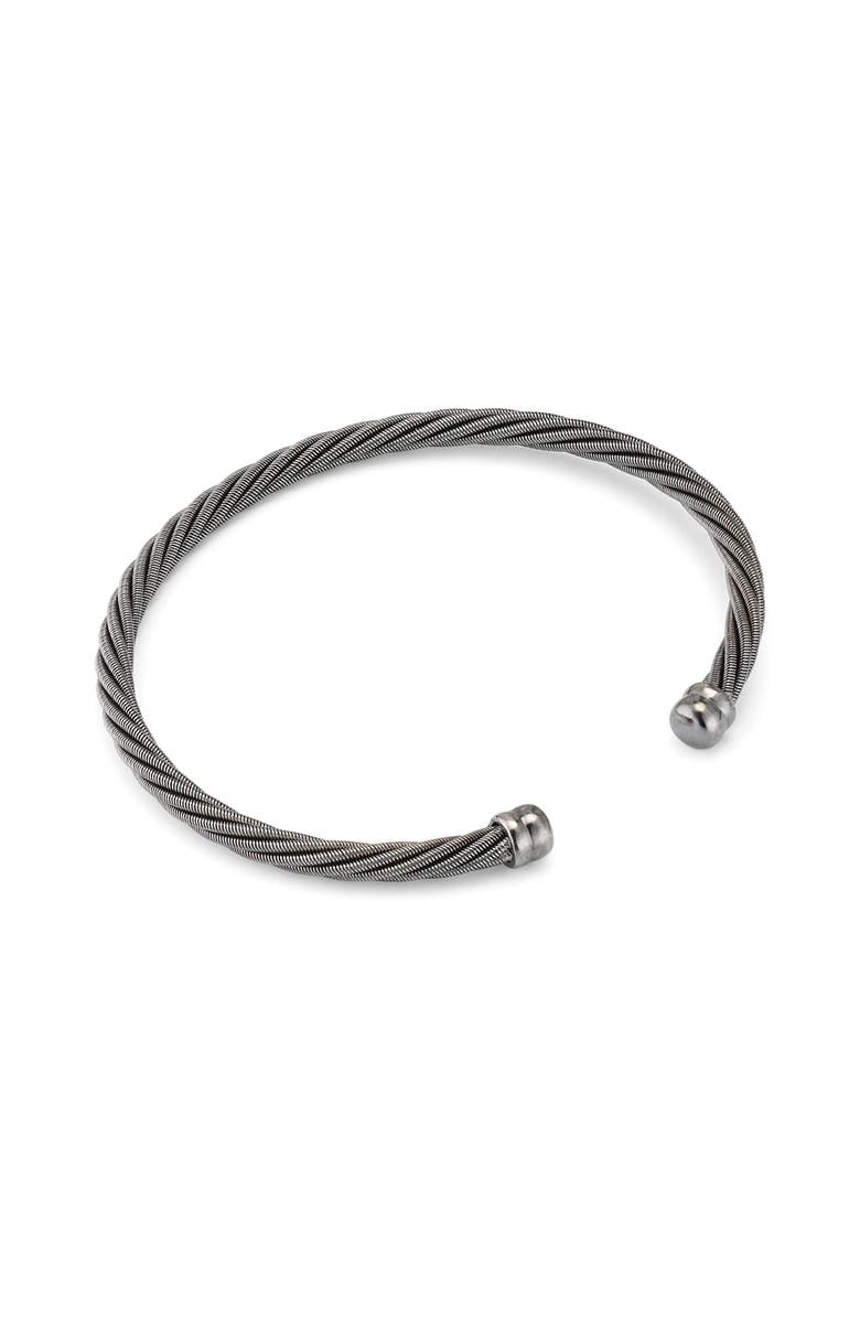 Jan Leslie Adjustable Stainless Steel Twisted Cable Cuff Bracelet, Main, color, Gunmetal