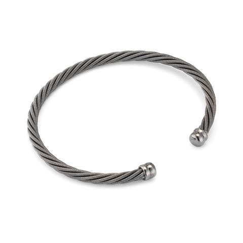 Adjustable Stainless Steel Twisted Cable Cuff Bracelet