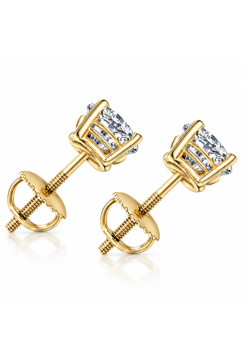 2 Carat TW Lab Grown Diamond Studs 14K Gold With Screw Backs, Alternate, color, 14k Yellow Gold