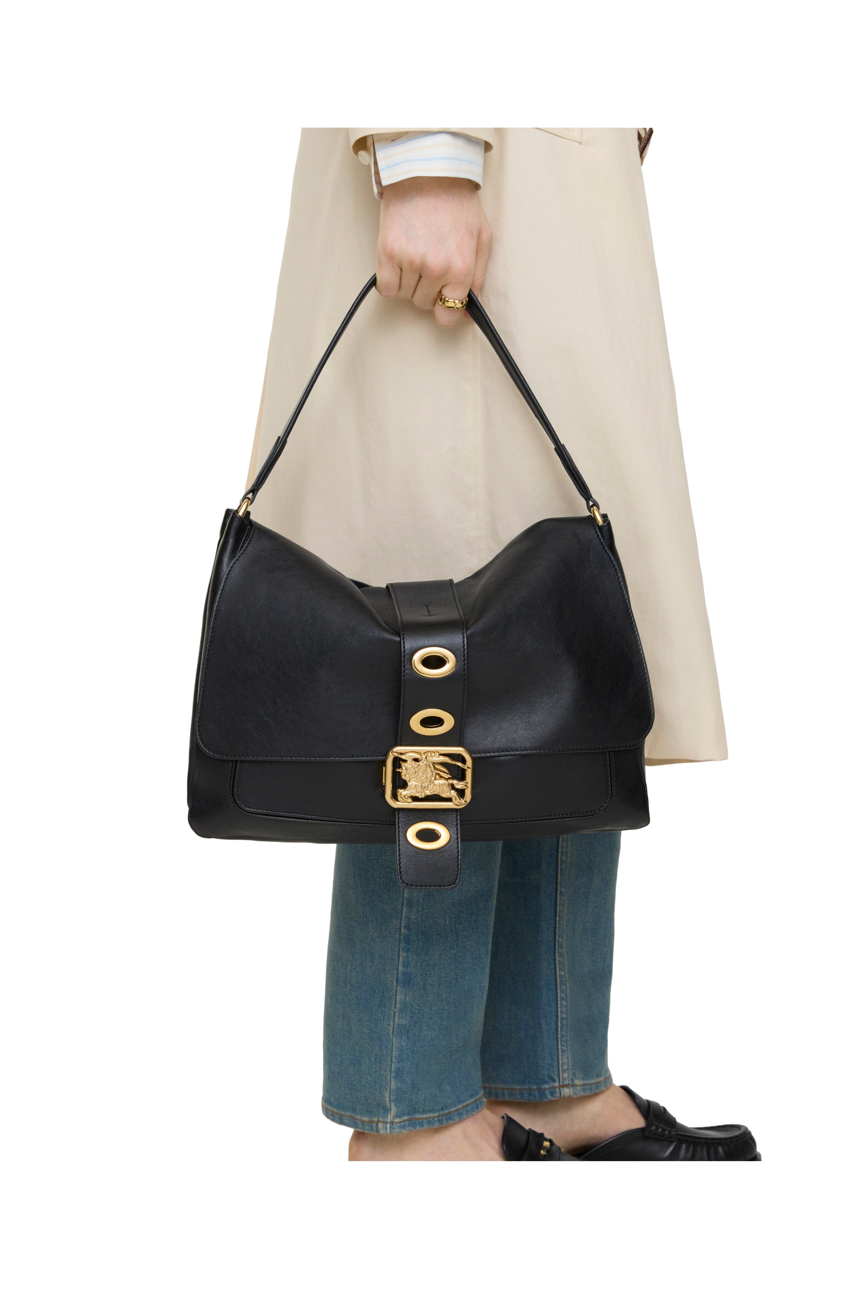 Burberry Medium Rider Bag, Alternate, color, Black