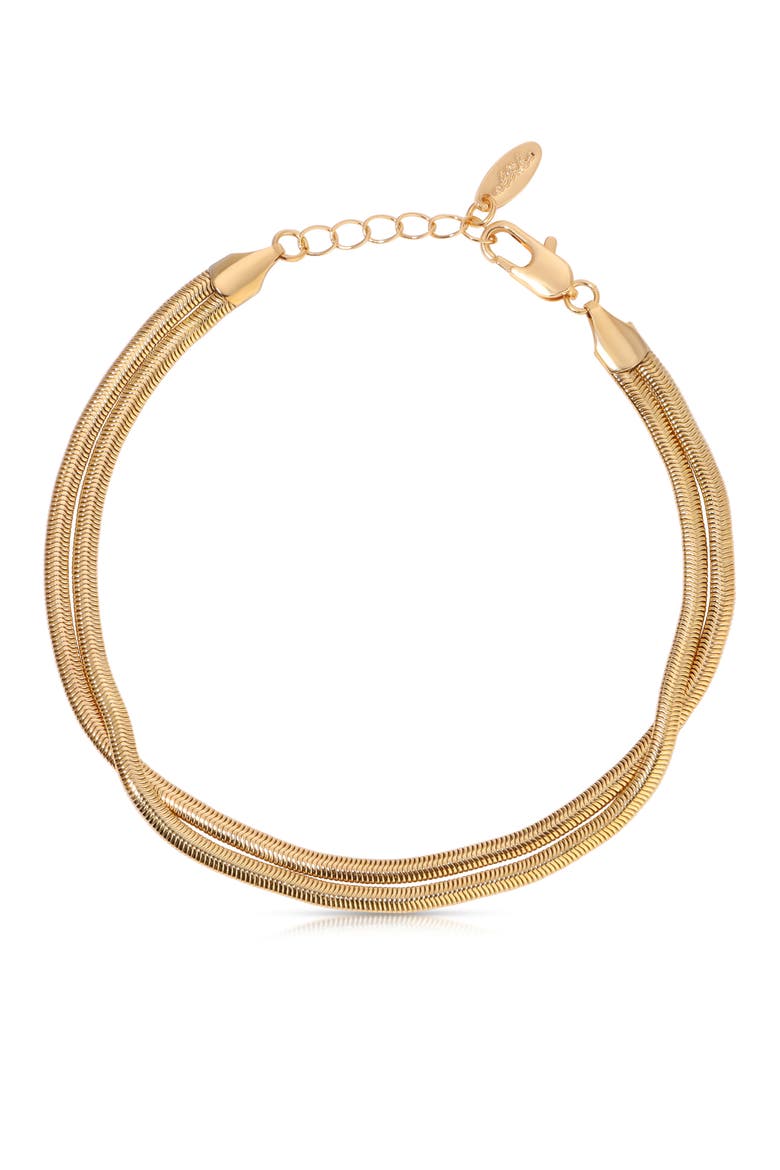 Slinky Double Snake Chain Anklet, Main, color, GOLD