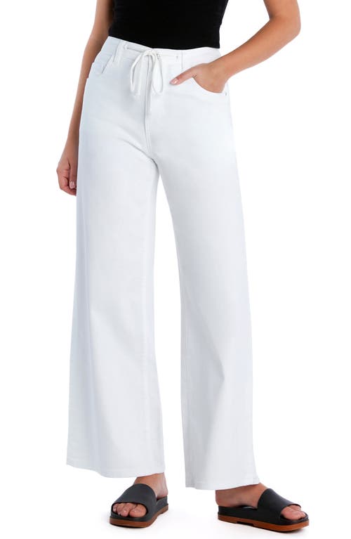 Hint Of Blu Mighty Drawstring High Waist Wide Leg Jeans In White