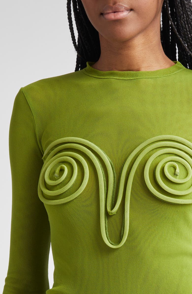 Jean Paul Gaultier Spiral Appliqué Mesh Top, Alternate, color,