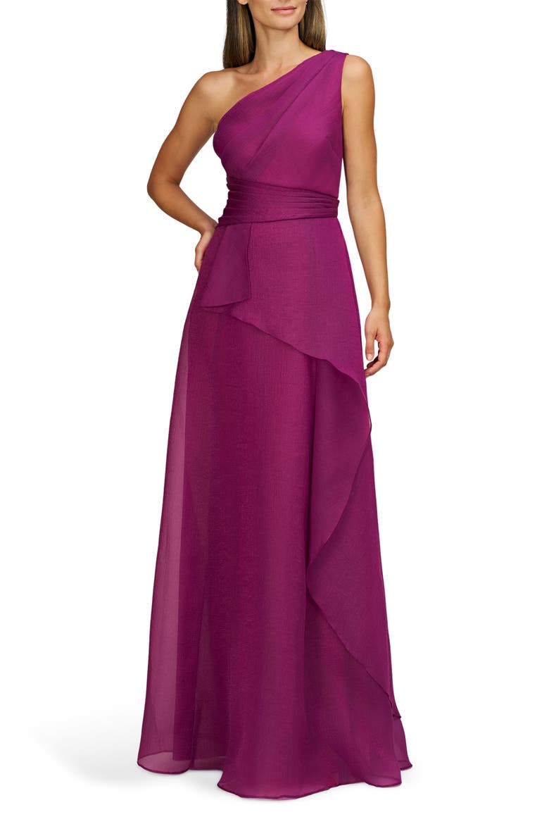 Seraphina One-Shoulder Organza Gown, Main, color, VIOLET ROSE