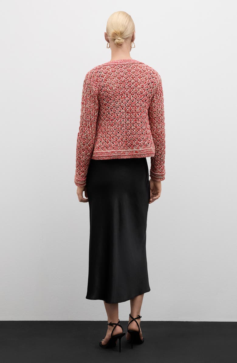 MANGO Metallic Open Stitch Cardigan, Alternate, color, 