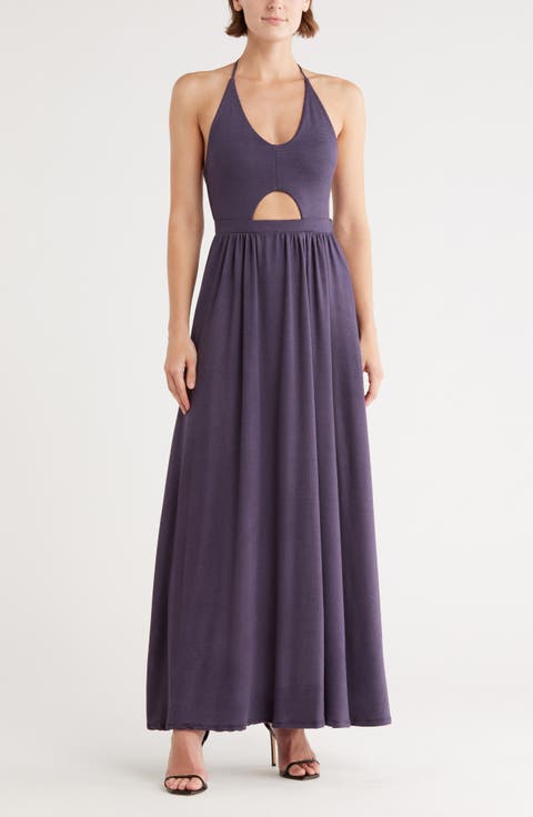 Keyhole Halter Jersey Midi Dress