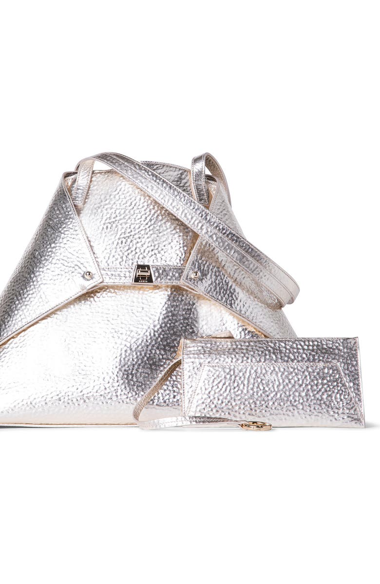 Akris Medium AI Metallic Calfskin Leather Tote, Alternate, color,