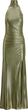 Lauren Ralph Lauren Metallic Sleeveless Mock Neck Gown