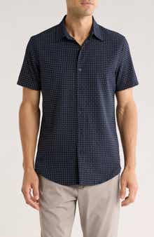 14th & Union Geometric Print Short Sleeve Performance Button-Up Shirt