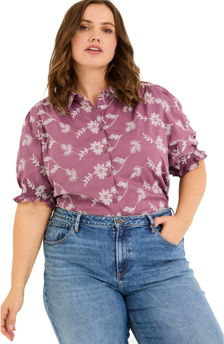 FatFace Plus Size Kat Embroidered Shirt, Main, color, 