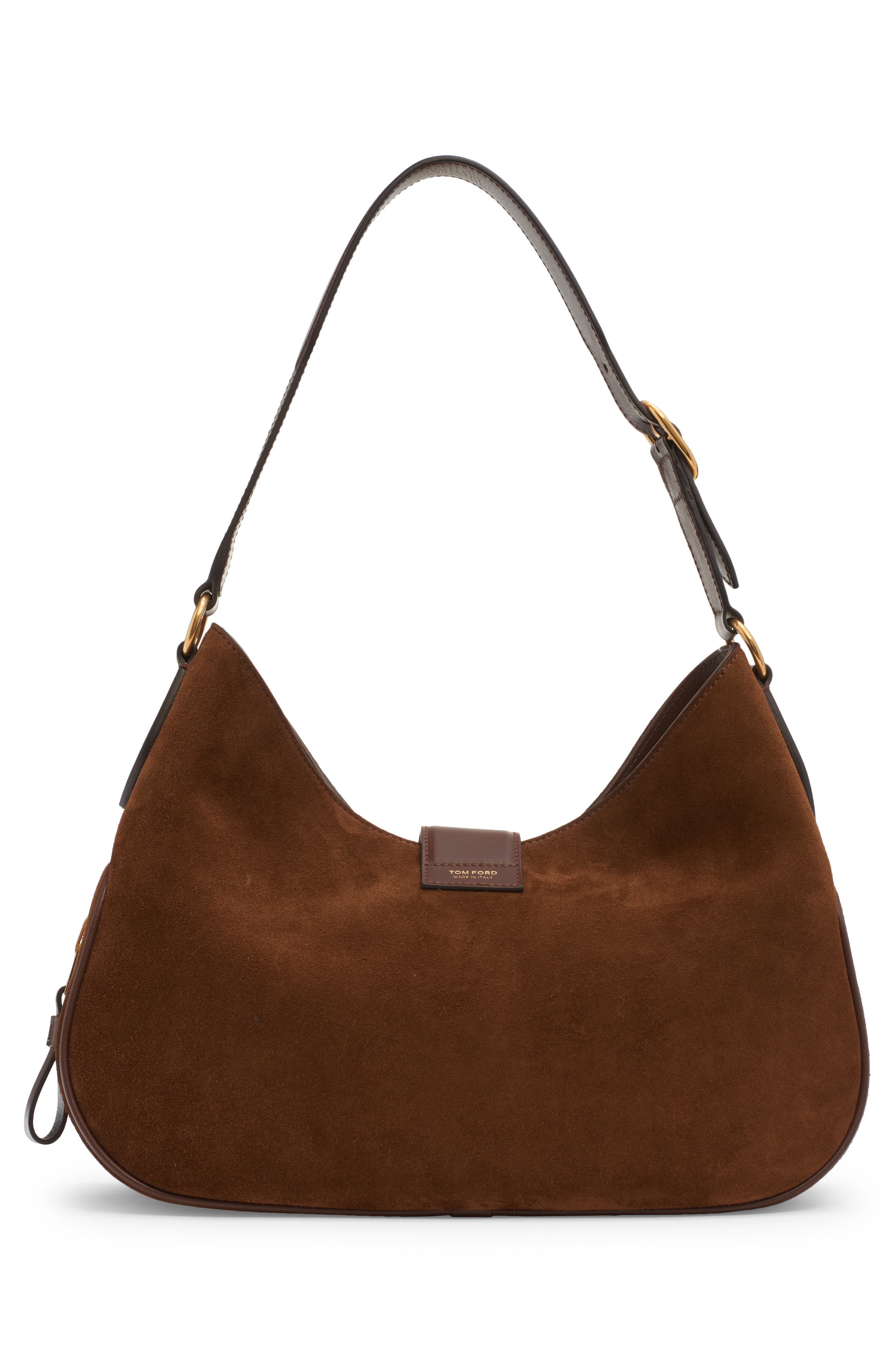 TOM FORD Monarch Medium Suede Hobo Bag, Alternate, color, 