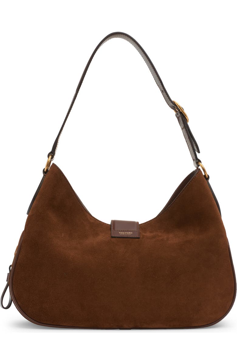 TOM FORD Monarch Medium Suede Hobo Bag, Alternate, color,