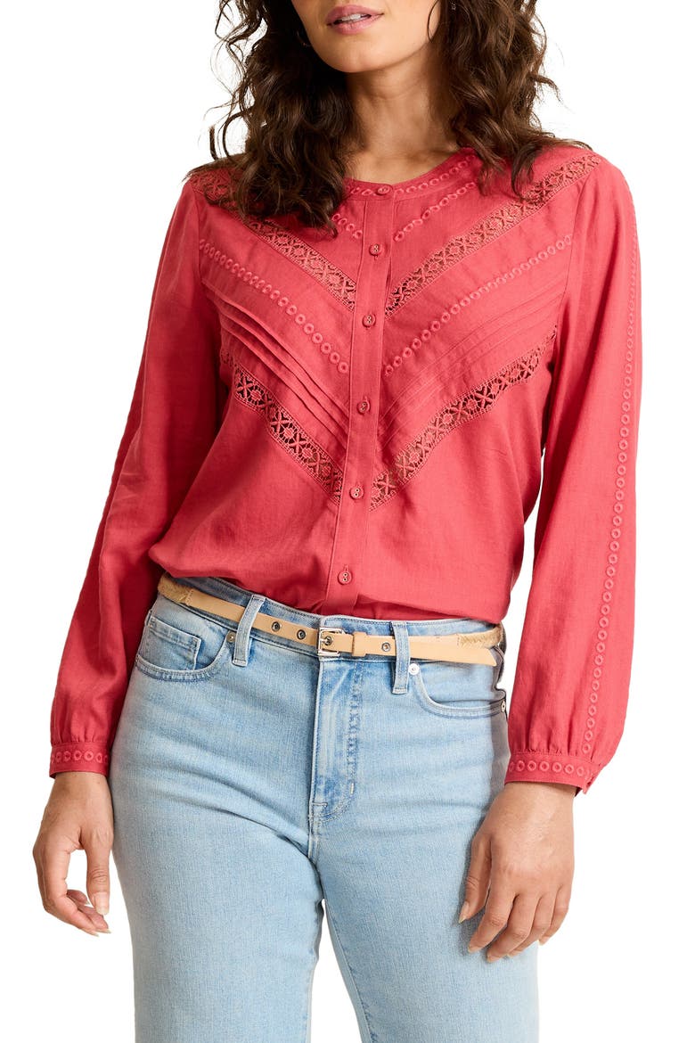 Palm Shores Linen Blend Shirt, Main, color, WILD GERANIUM