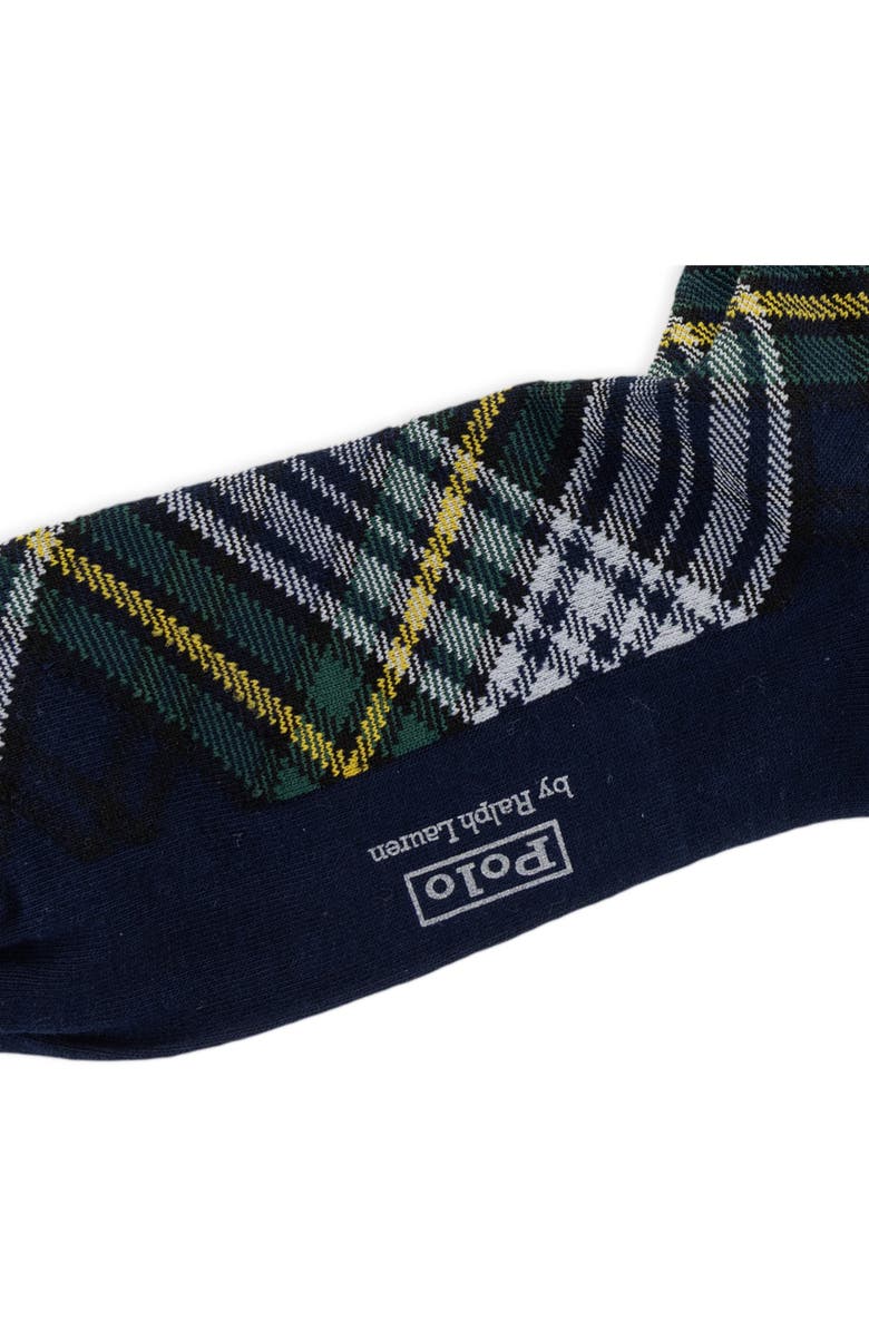 Polo Ralph Lauren Crest Gordon Tartan Dress Socks, Alternate, color, Navy