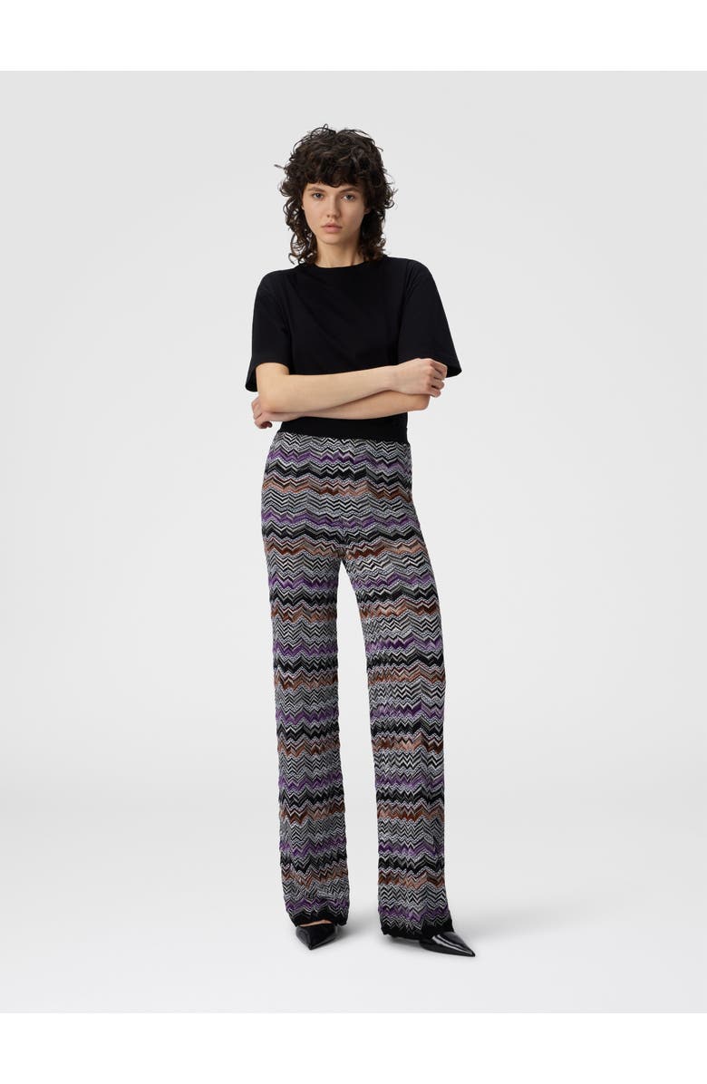 Missoni Straight Long Pants In English Rib Knit, Alternate, color, Multicoloured