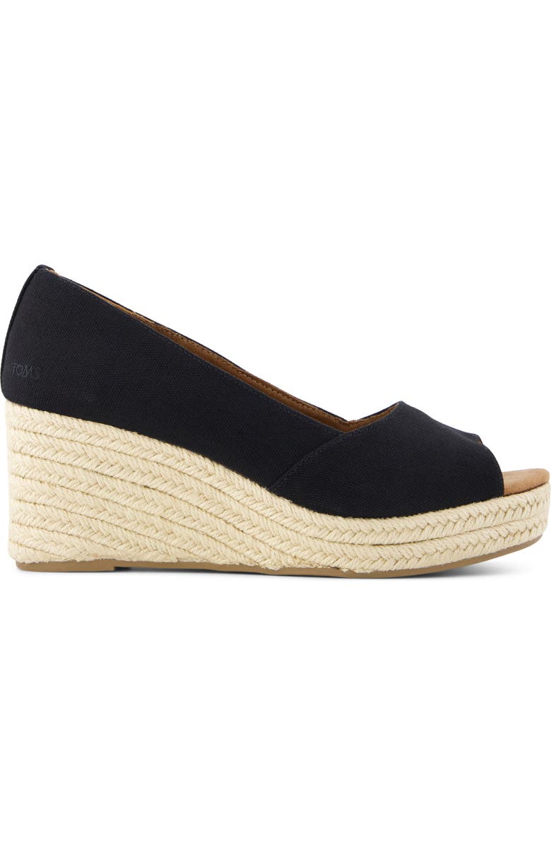 TOMS Rania Peep Toe Wedge Pump, Alternate, color, Black