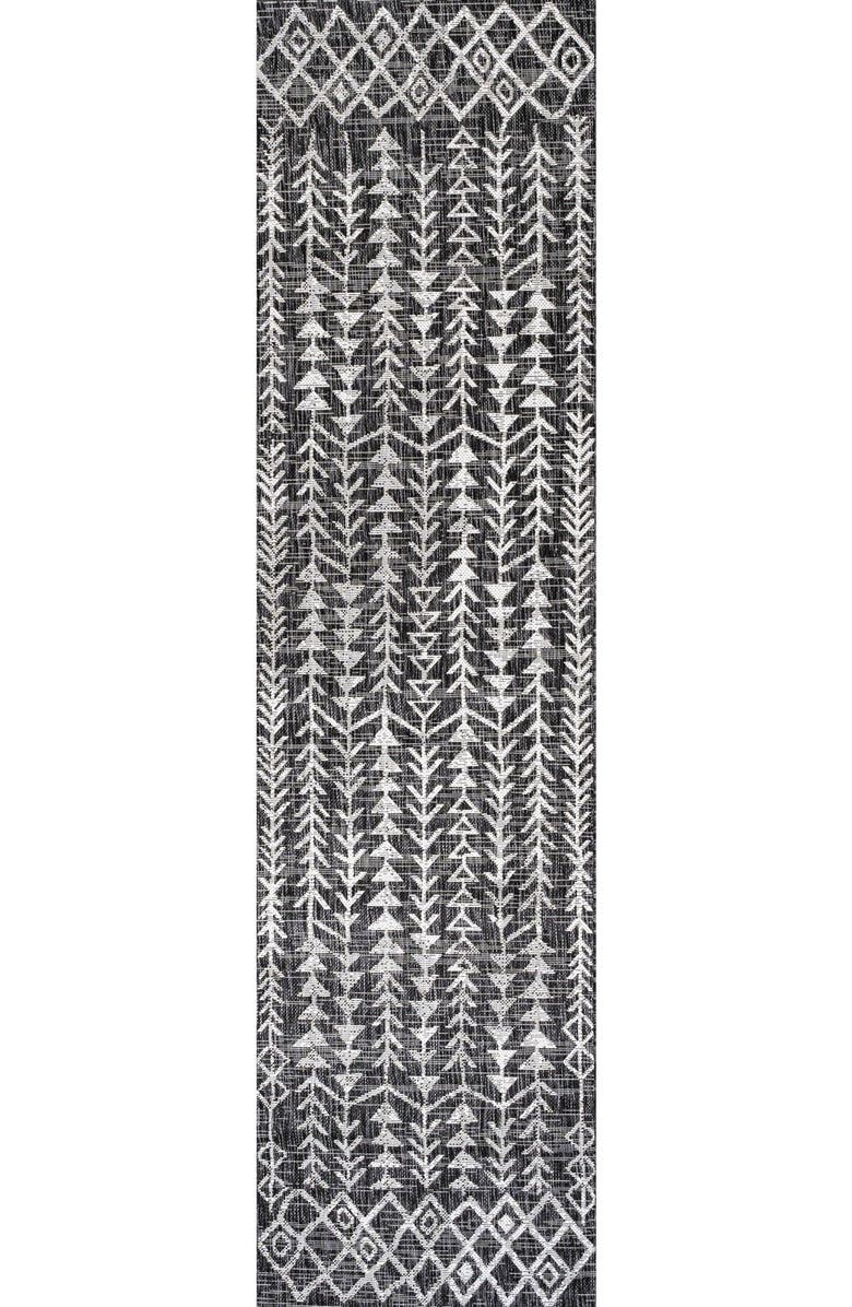JONATHAN Y Tokay Bohemian Geometric Indoor/Outdoor Area Rug, Main, color, Black/Ivory