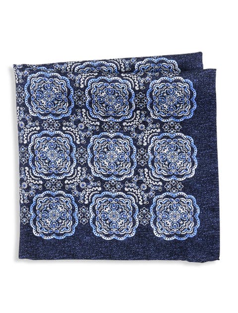 Big 
Tall Medallion Silk Pocket Square