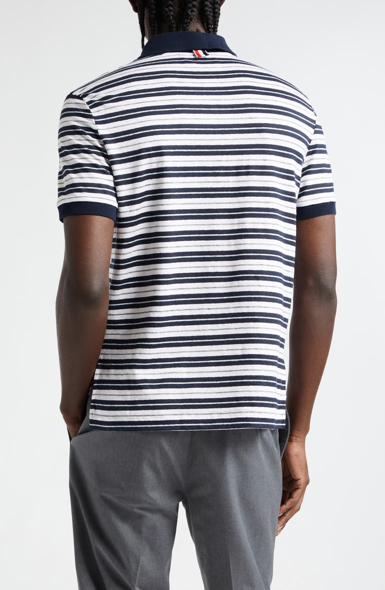 Thom Browne Stripe Stretch Linen Polo, Alternate, color, 