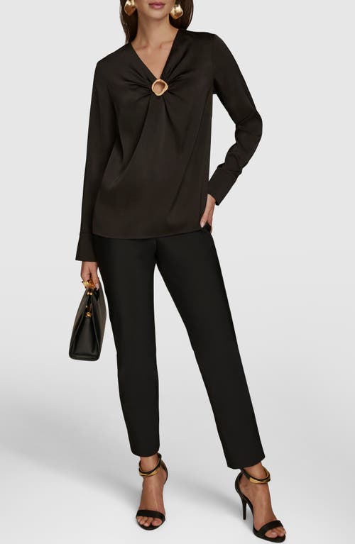 Shop Donna Karan New York Hardware Cutout Popover Shirt In Black