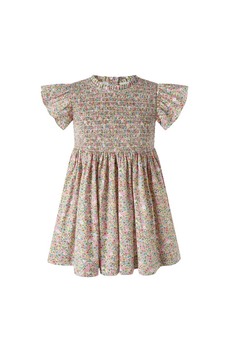 Rachel Riley Floral Ruched Dress, Main, color, Pink