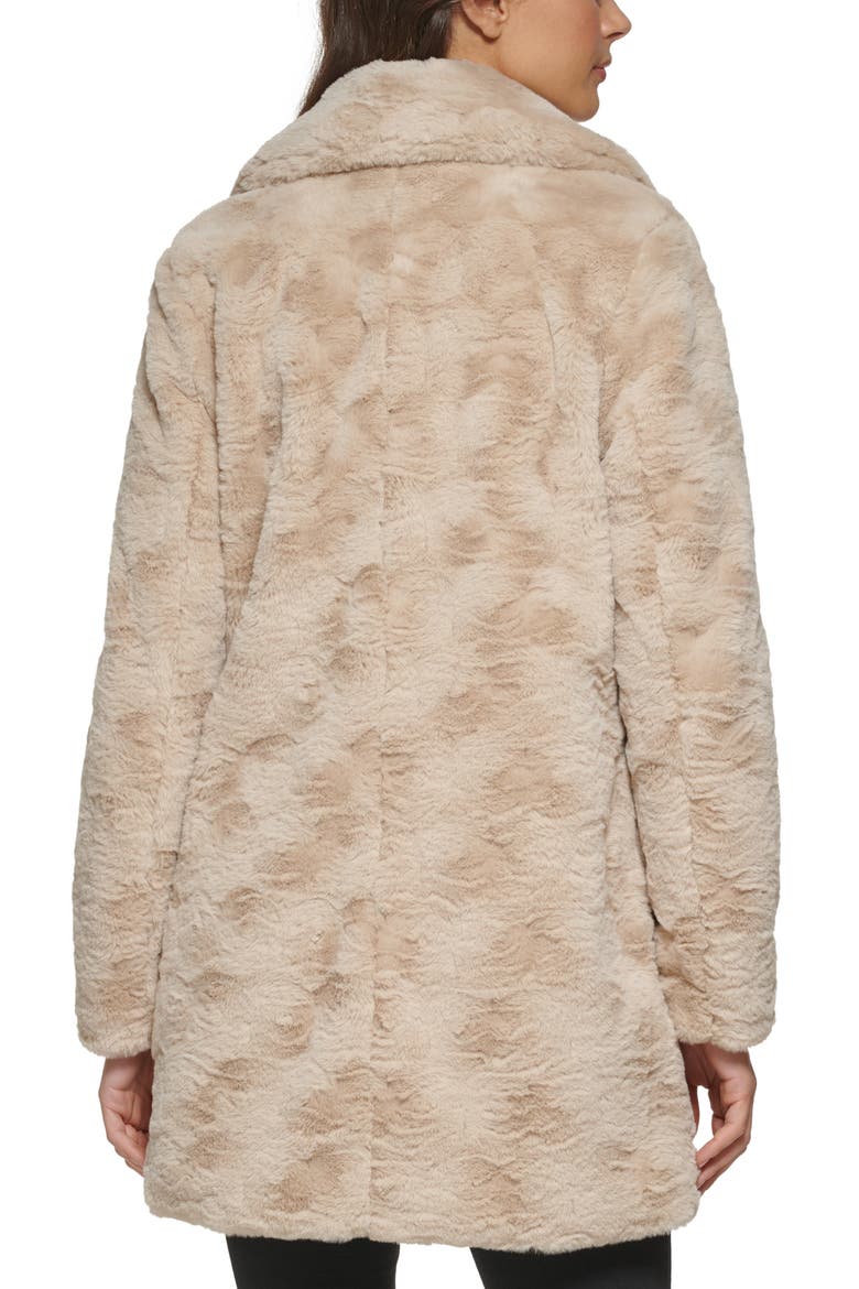 Notch Collar Faux Fur Coat, Alternate, color, CHAMPAGNE