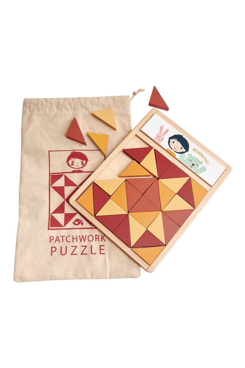 Patchwork Quilt Puzzle, Alternate, color, RED