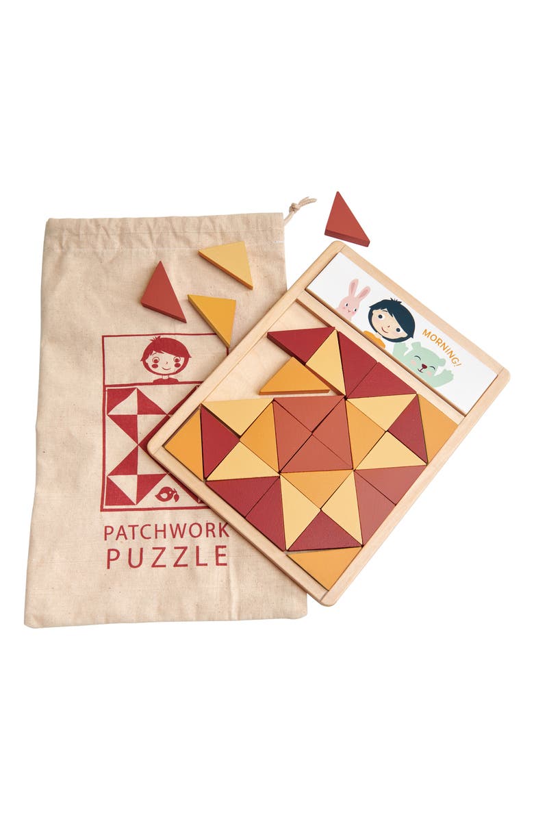 Tender Leaf Toys Patchwork Quilt Puzzle, Alternate, color, Red