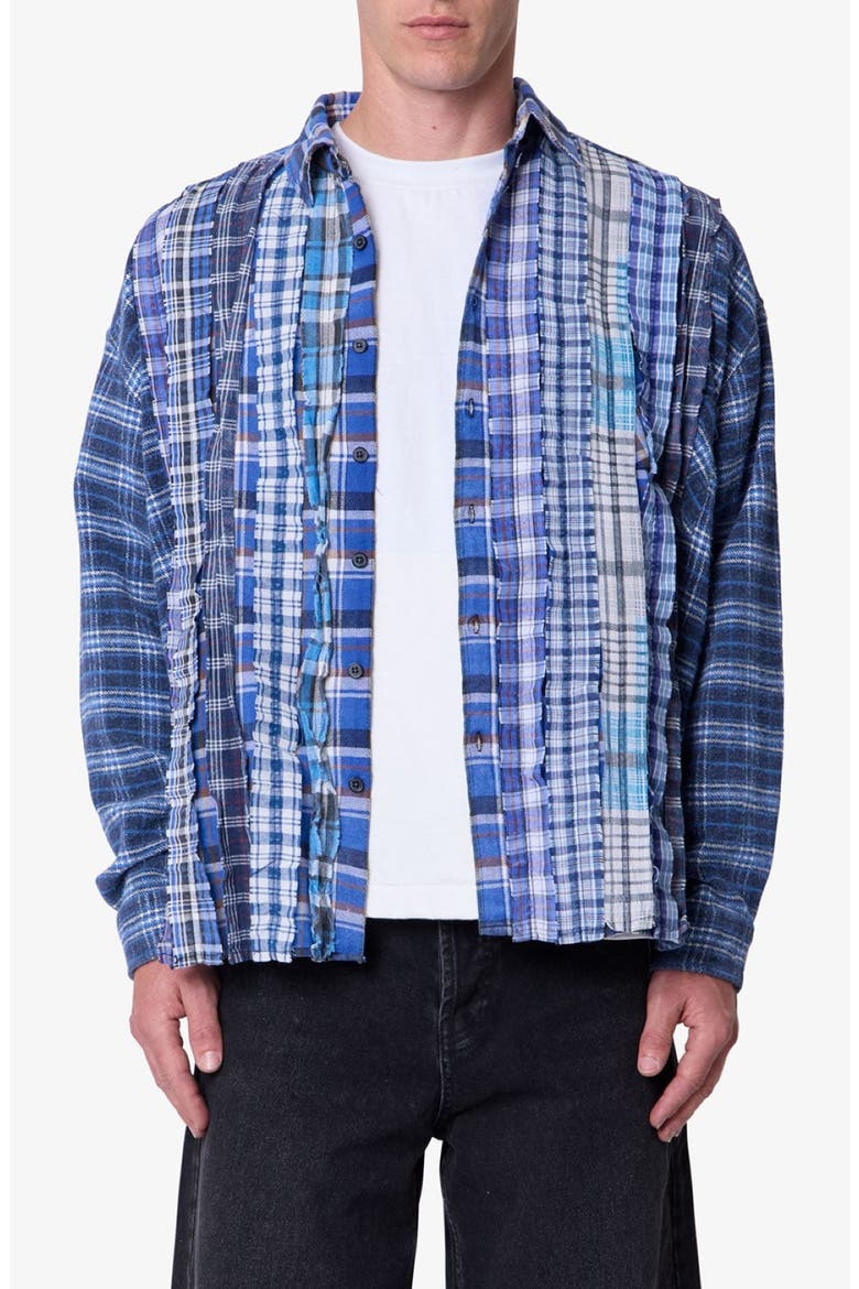 Patchwork Plaid Shirt, Main, color, BLUE/ MULTI